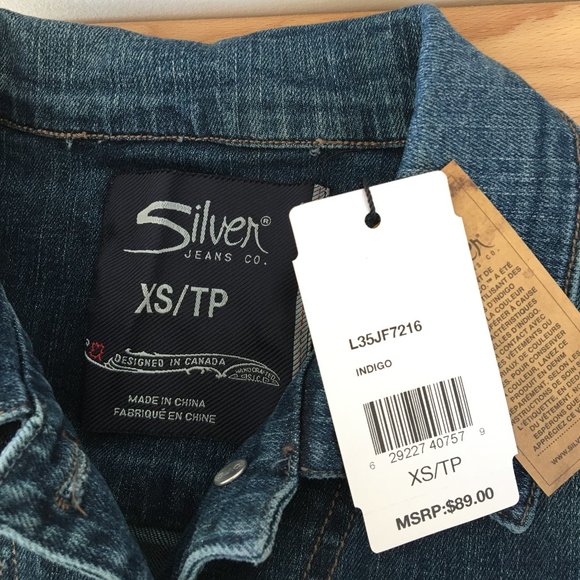 Silver Jeans Co Denim Jean Jacket Knitted Sweater - Picture 4 of 6